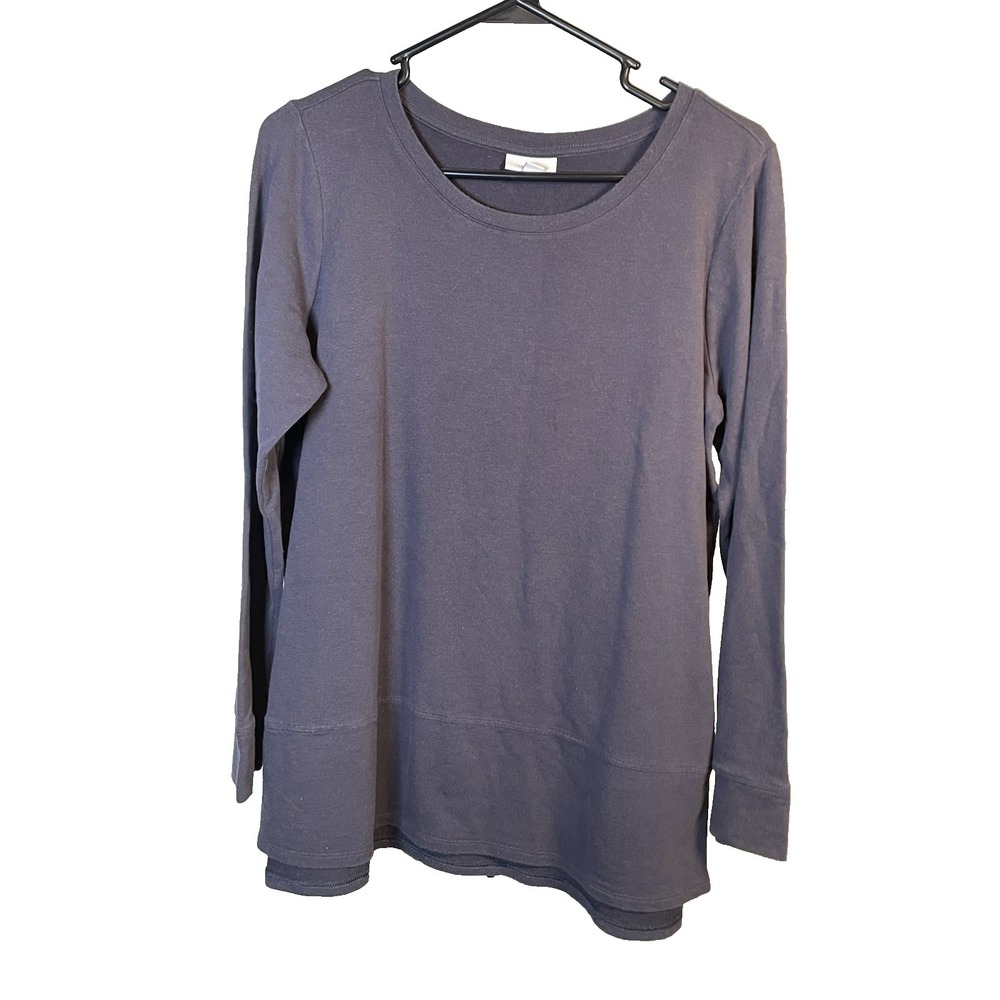 J.Jill Pure Pima Tunic Top Medium‎ Gray Long Sleeve Tencel Modal Cotton Shirt